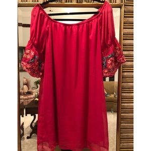 Dress with embroidered sleeves